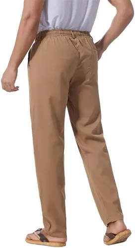 Vista 27 de Pantalones casuales de lino de algodón para hombre, pantalones sueltos de playa, pantalones largos de yoga ligeros