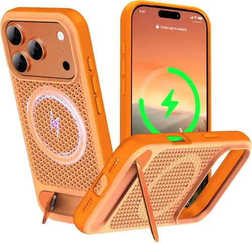 Vista 76 de Funda magnética de disipación de calor para iPhone 13 Pro Max, para MagSafe, protección contra caídas Coolingf, funda con función atril ajustable