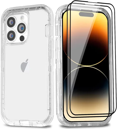 Vista 14 de Funda para iPhone 14 Pro Max de 6.7 pulgadas con 2 protectores de pantalla y soporte de funda de clip para cinturón, resistente protección de cuerpo