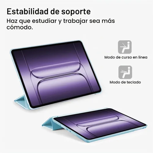 Vista 6 de Funda de silicona para OnePlus Pad 3 de 13.2 pulgadas 2025, funda protectora ligera con función de soporte y función de apagado y encendido Blanco