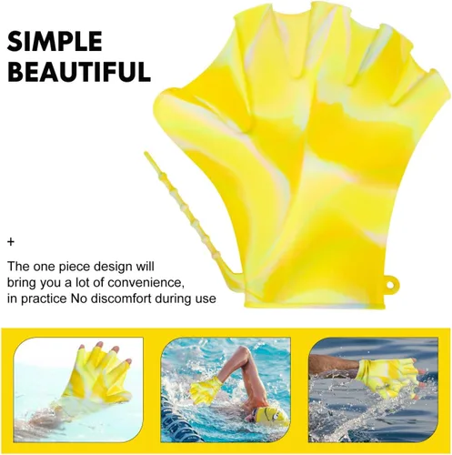 Vista 2 de Baluue 2 guantes de natación, guantes de natación acuática, para entrenamiento en agua, palmeados a mano, para hombres, mujeres, adultos