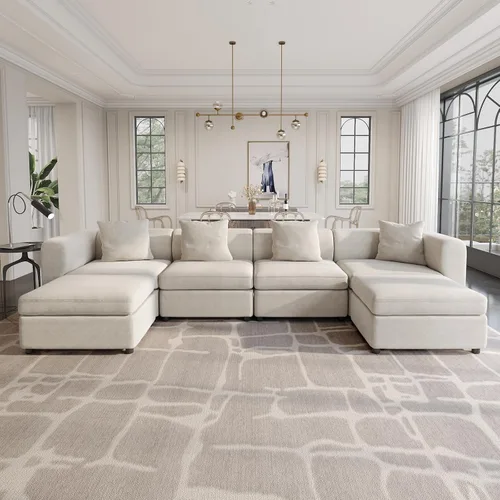 Vista 11 de Guyii Sofá Seccional de Terciopelo, Sofá Loveseat Moderno de Gran Tamaño con 2 Almohadas, Sofá Convertible de 81.88 pulgadas de Largo con Cojines