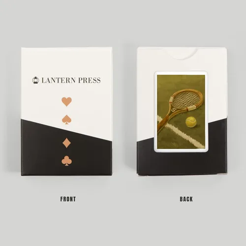 Vista 8 de Lantern Press Raqueta de tenis, pintura al óleo (52 cartas de juego, baraja de cartas de tamaño póker con comodines)