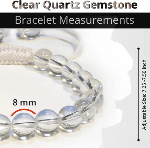 Vista 121 de Adjustable Crystal Bracelet – Gemstone Bead Bracelet with Adjustable Macrame String – Chic Gemstone Bracelet for Men and Women – 8mm Round Healing