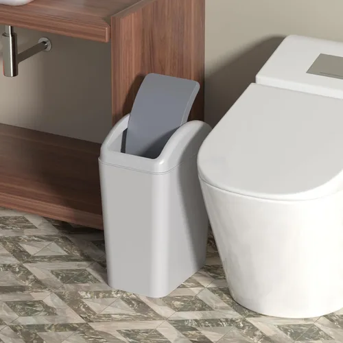 Vista 5 de Taysisiter - Cubo de basura de plástico de 4.5 galones con tapa, cubo de basura delgado con parte superior, 3 paquetes Small Plastic Garbage Bin