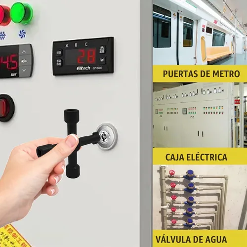 Vista 5 de Llave multifuncional de 4 vías, llave cruzada universal 4 en 1, llave cuadrada triangular de acero inoxidable para medidor de agua y gas, válvula