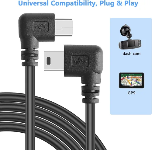 Vista 4 de Mini cable de alimentación USB de 90 grados en ángulo recto (sin transferencia de datos) - USB 2.0 A-macho a Mini-B cable de alimentación