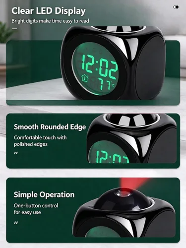 Vista 5 de Reloj despertador de proyección con informe de tiempo de voz