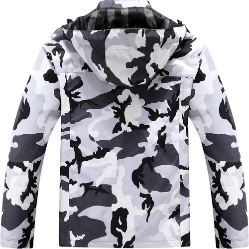 Vista 2 de Chaqueta impermeable ligera para hombre con capucha para el aire libre senderismo viajes