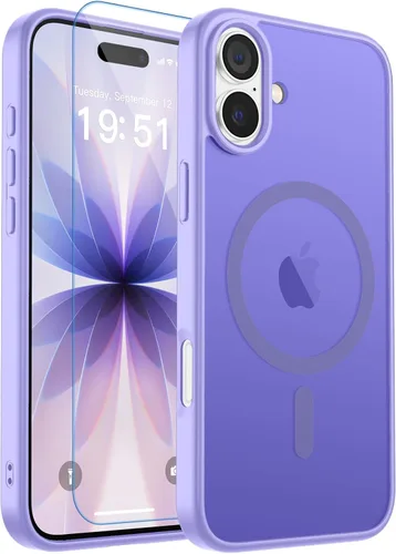Vista 273 de zapica Funda magnética para iPhone Air, con protector de pantalla de vidrio templado, compatible con MagSafe, translúcida mate, a prueba de golpes