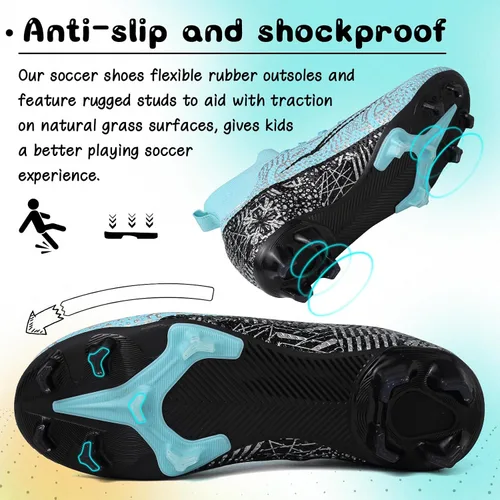 Vista 4 de RDYLBU Kids Soccer Cleats Boys Girls Football Cleats Turf Soccer Shoes AGFG