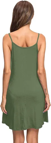 Vista 3 de MISFAY Vestido de verano para mujer, con tirantes delgados, casual, con vuelo, salida de baño para playa, con bolsillos