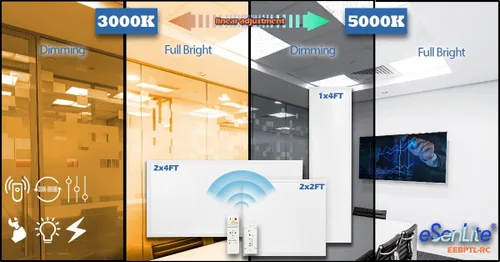 Vista 3 de Luz de panel plano LED 2x4 3000K - 5000K 50W 600W equivalente 0-10V regulable 6500 Lm CCT cambio de color borde iluminado panel LED 120-277V caída