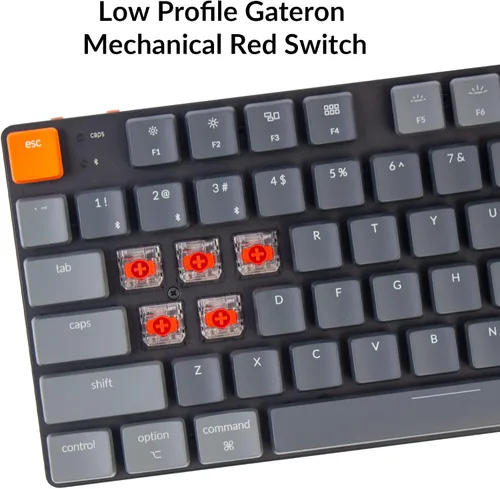 Vista 3 de Keychron K1 SE teclado mecánico inalámbrico ultra delgado con cable BluetoothUSB con retroiluminación LED RGB interruptor rojo mecánico Gateron