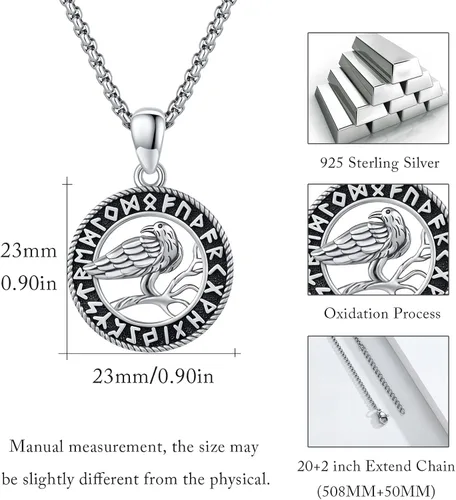 Vista 6 de Viking Animal Necklace 925 Sterling Silver WolfRavenDeerFoxSnake Necklace Viking Witcher Medallion Vegvisir Witcher Necklaces Viking Jewelry for Men