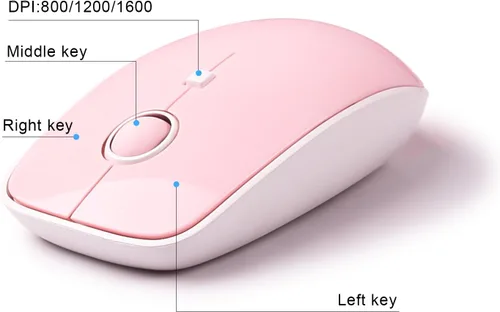 Vista 6 de Combo de teclado y mouse inalámbrico rosa, combo de teclado y mouse retro inalámbrico de 2.4 GHz, teclado inalámbrico Letton de tamaño completo