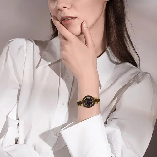 Vista 6 de RORIOS Reloj de madera para mujer, analógico, de cuarzo, con correa de madera, ligero, para mujer