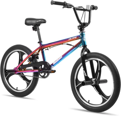 Vista 11 de Hiland - Bicicleta BMX de 20 pulgadas para niños y niñas de 5 a 12 años, giro de 360 grados, 4 clavijas, bicicleta BMX de una velocidad para niños