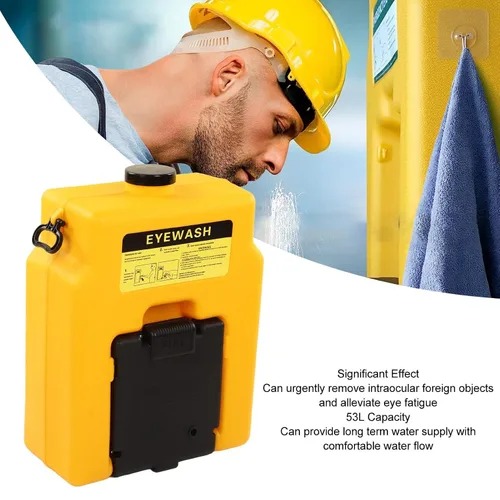 Vista 3 de Estación de lavado de ojos de polietileno portátil montado en la pared Lavadora de ojos rociador de laboratorio móvil con 53L rellenable,Equipo