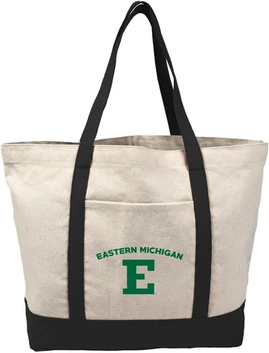 Vista 329 de Campus Lab Bolsa de lona con logotipo primario colegiado con bolsillo externo, bolsa de hombro reutilizable para ir de compras, playa Águilas A&m