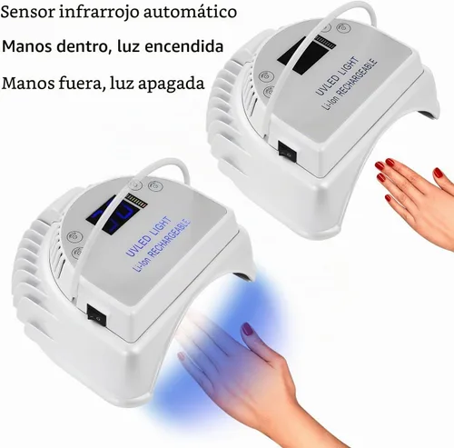 Vista 4 de 64W recargable Pro LED Gel Nail UV luz UV LED lámpara de uñas inalámbrico LED luz para uñas (blanco)