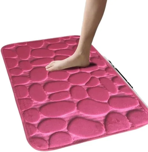 Vista 5 de Alfombra antideslizante de Baño De Franela Gruesa Antideslizante, Almohadilla De Espuma Viscoelástica, Adoquín En Relieve, Alfombra De Suelo De