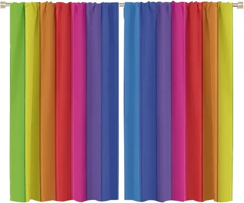 Vista 95 de Cortinas opacas abstractas de arco iris, pintura de color arcoíris con gotas, diseño gráfico creativo con bolsillo para barra, para sala de estar