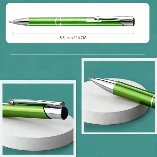 Vista 4 de Bolígrafo personalizado de tinta negra para eventos, ferias comerciales, paquete de 50 Verde
