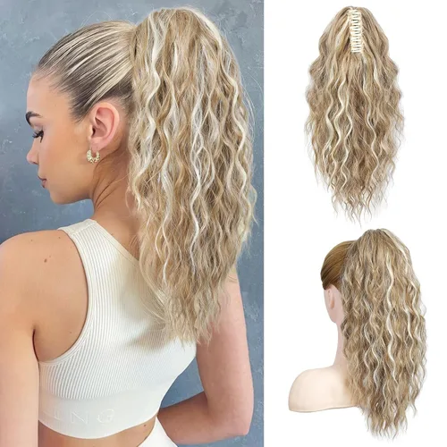 Vista 25 de SEIKEA Highight - Extensión de cola de caballo de 10 pulgadas, corta, gruesa, ondulada, suave, de aspecto natural, clip en una pieza, cola de Marrón