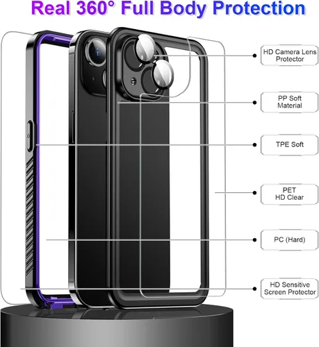 Vista 194 de Temdan - Funda impermeable diseñada para iPhone 12, protector de pantalla y cámara integrado IP68 bajo el agua, cuerpo completo, a prueba de caídas