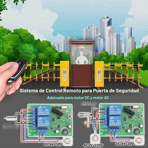 Vista 2 de DieseRC DC 12V 24V 30V Interruptor de control remoto seguro universal inalámbrico 433Mhz RF Placa receptora de relé de 10A con 2 llaveros 2 botones