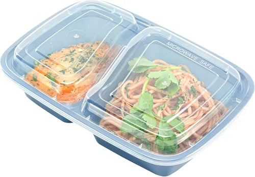 Vista 21 de Asporto - Cajas para llevar con compartimentos de 32 onzas, 50 recipientes para preparar comidas para microondas, 2 compartimentos, con tapas