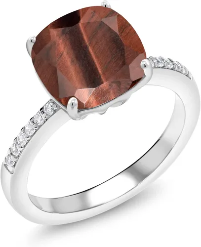 Vista 79 de Gem Stone King Anillo de compromiso de plata de ley 925 con piedra preciosa de corte cojín de 0.39 pulgadas Anillo de compromiso de aniversario
