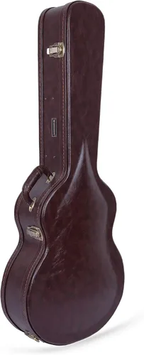 Vista 33 de Crossrock Estuche de madera para guitarra clásica de tamaño completo 4/4, diseño superior arqueado, interior de felpa, pestillos de metal Negro