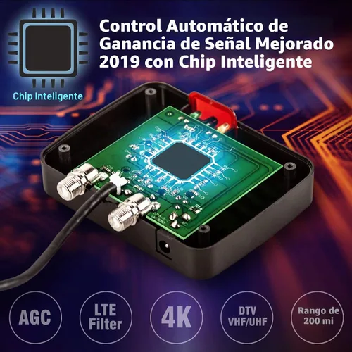 Vista 2 de Antena de TV HD para exterior de Five Star de 4K: alcance largo con control de ganancia automática, rotación motorizada de 360 grados, radio Solo