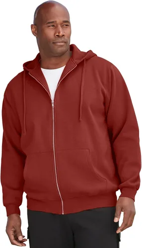 Vista 22 de KingSize - Chaqueta de forro polar con capucha y cremallera frontal para hombre Negro