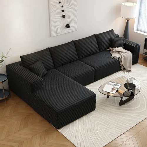 Vista 23 de Sofá seccional Cloud de 107.5 pulgadas con diván en forma de L, sofá modular moderno con asiento profundo, sofás tapizados para sala de estar Camello