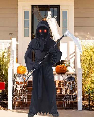 Vista 2 de Koatobbor Disfraz fantasma de la parca para niños, disfraz de Halloween para juegos de rol