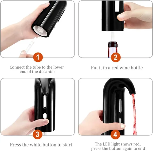 Vista 2 de Aireador de vino eléctrico, dispensador de vino, vertedor de vino con aireación y decantación, accesorios para vino tinto y blanco, regalos de vino