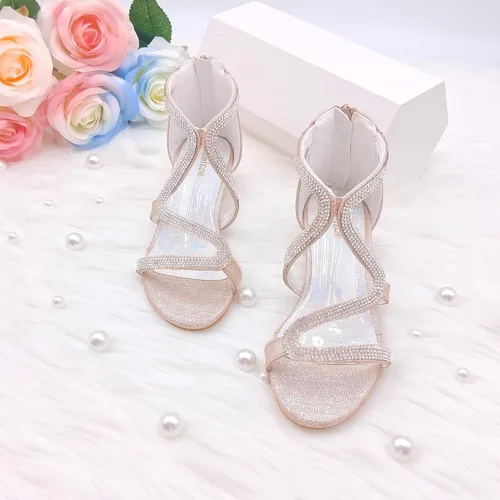 Vista 3 de Eiimieor Zapatos de tacón alto para niñas, zapatos de vestir para fiesta de boda, sandalias de tacón alto para niñas pequeñas y grandes