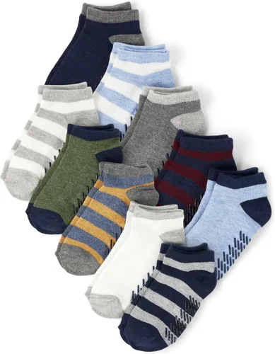 Vista 9 de The Children's Place Calcetines tobilleros unisex para bebés y niños pequeños, paquete de 10 Negro/Blanco 20