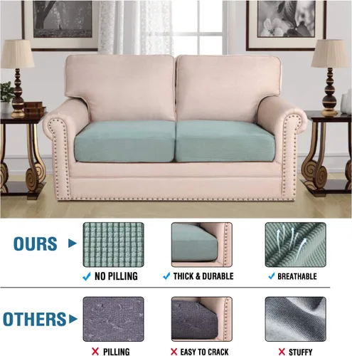 Vista 104 de H.VERSAILTEX - Fundas elásticas para cojín de sofá individual, fundas de asiento para silla de sofá, protector de cojín con tejido jacquard de sarga
