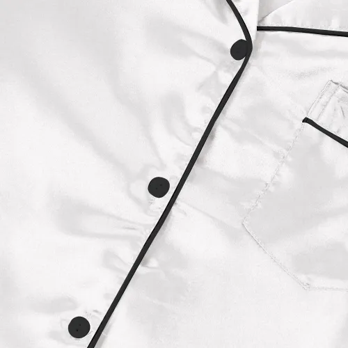 Vista 3 de LYANER Pijama de seda satinada para mujer, camisa de manga corta con botones y pantalones cortos