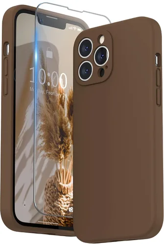 Vista 32 de SURPHY Funda compatible con iPhone 13 Pro Max con protector de pantalla, (protección de cámara + forro de microfibra suave), funda de silicona Negro