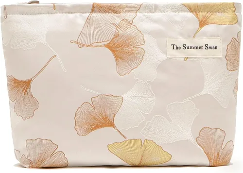 Vista 27 de The Summer Swan Bolsa de maquillaje estética grande Bolsa de maquillaje floral Embrague de medio día Bolsa de kit de período Bolsa