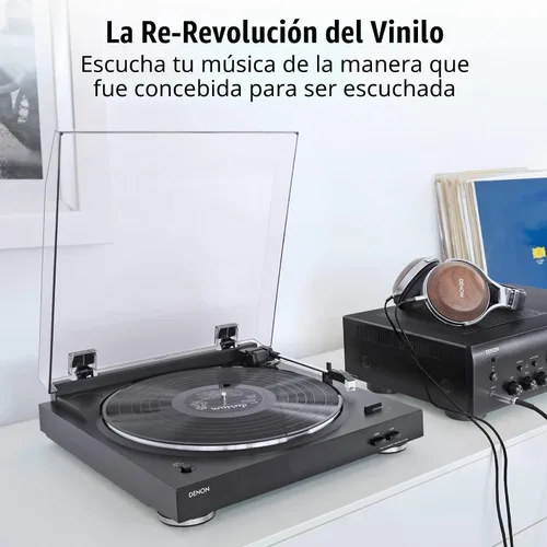 Vista 5 de Denon DP-29F Reproductor de discos completamente automático, tocadiscos analógico con ecualizador de phono RIAA incorporado, diseño único de brazo