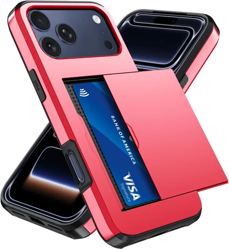 Vista 24 de Qinmay Funda compatible con iPhone 7 Plus/8 Plus con tarjetero, doble capa a prueba de golpes, funda protectora resistente con ranura oculta Negro