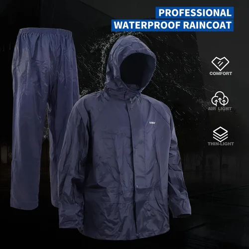 Vista 2 de Traje impermeable al aire libre impermeable transpirable alto rendimiento duradero lluvia Gear chaqueta con capucha