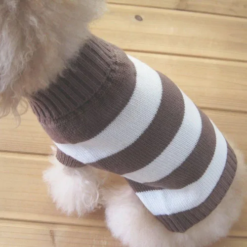 Vista 4 de Suéter clásico de lana para perros, rayado, con cuello alto, xs Rayas blancas y negras