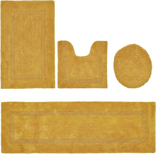 Vista 521 de Better Trends - Juego de 2 alfombras de baño 100% algodón, extra suaves, con borlas, de 17" x 24", alfombra de baño superabsorbente y reversible